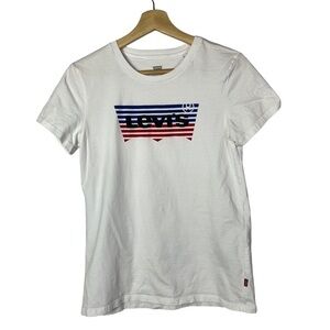 Levi's White Batwing Perfect Cotton Logo Crewneck T-Shirt S
